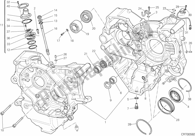 All parts for the Crankcase of the Ducati Multistrada 1200 S GT USA 2013